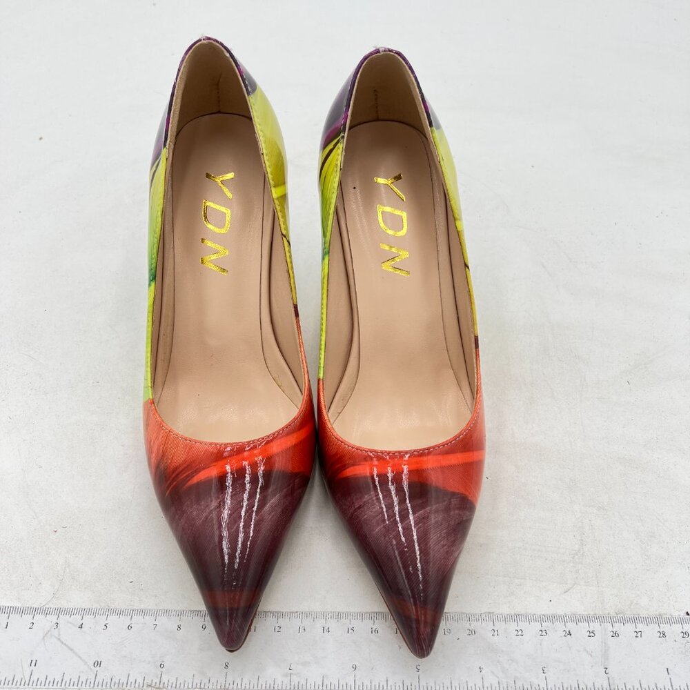 Ydn Print Feather Pointed Closed Toe Stilettos He… - image 3